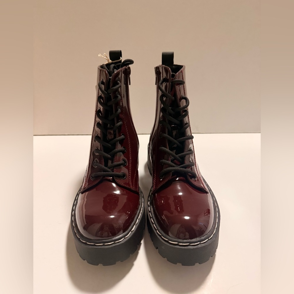 Sincerely Jules Burgundy Lace-Up Boots